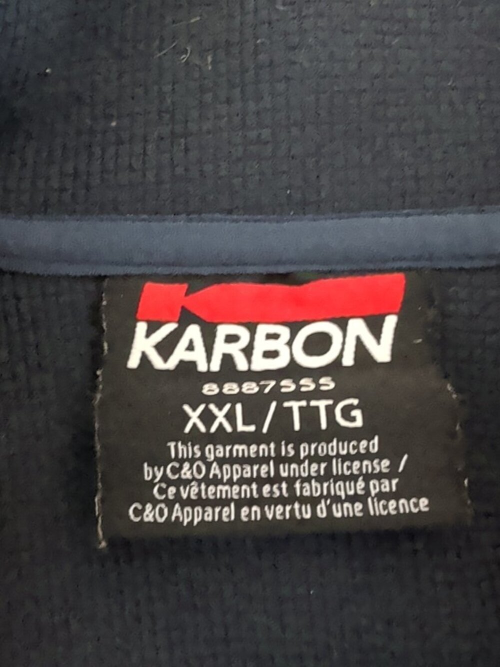 KARBON Full Zip Sweater Mens Fleece Jacket Blue Softshell Heathered Textured XXL - Picture 4 of 8